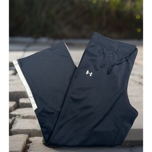 UNDER‎ ARMOUR Pants Womens M Loose Fit Baggy Black Zip Ankles Wide Leg